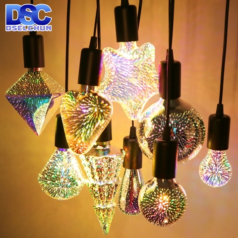 3D décoration lumineuse LED ampoule E27 6W 85-265V Vintage étoile feux d'artifice Edison ampoule lampe vacances veilleuse nouveauté arbre de noël ► Photo 1/6