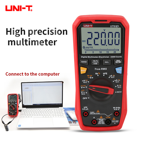 Multimètre numérique UNI-T UT61E Plus, 22000 points USB, transmission de données, plage automatique, testeur professionnel, tension, courant, multimètre ► Photo 1/1