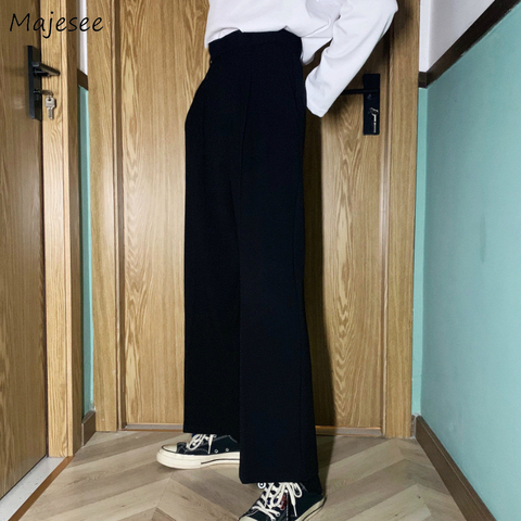 Pantalon décontracté homme solide Simple grande taille 3XL bouton mouche Chic hommes Style coréen pantalon droit tout match cheville-longueur ample ► Photo 1/6