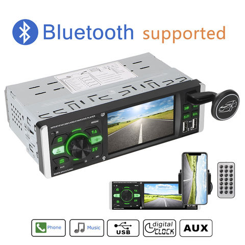 Lecteur Audio vidéo MP5, 1 Din, 4.1 pouces, voix, Bluetooth 4.2, vidéo HD, ISO, éclairage multicolore à distance, TF, USB, charge rapide ► Photo 1/5