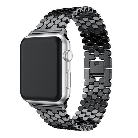 Bracelet de perles pour Apple Watch 5, 38mm 42mm, en acier inoxydable, iWatch 40mm 44mm, série 2 3 4 5 ► Photo 1/6