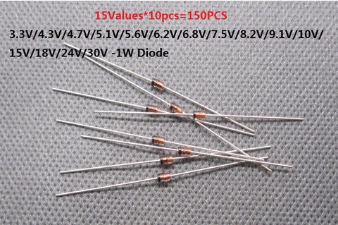 1W (140 pièces = 14 valeurs * 10 pièces) 3.3V à 30v 1N4751A 1N4749A 1n474747a 1N4746A 1N4745A 1N4744A 1N4742A 1N4740A 1N4738A 1N4736A ► Photo 1/1