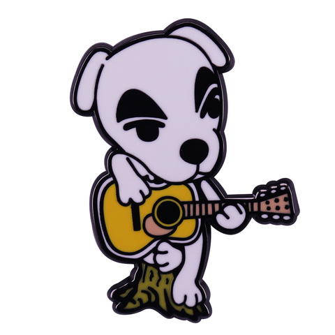 Broche en émail de croisement d'animaux K.K. Curseur broche DJ K.K Jack Russel chiot chien jouant de la guitare ACNH broche ► Photo 1/6
