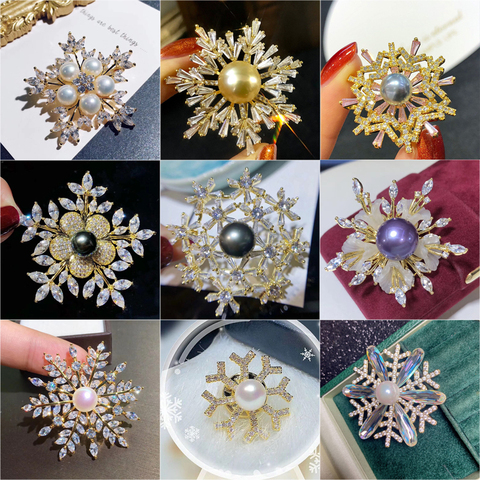 Luxe AAA Zircon hiver flocon de neige broche broche pour les femmes robe Broches mariée mariage Broches bijoux cadeau de noël Broches Mujer ► Photo 1/6