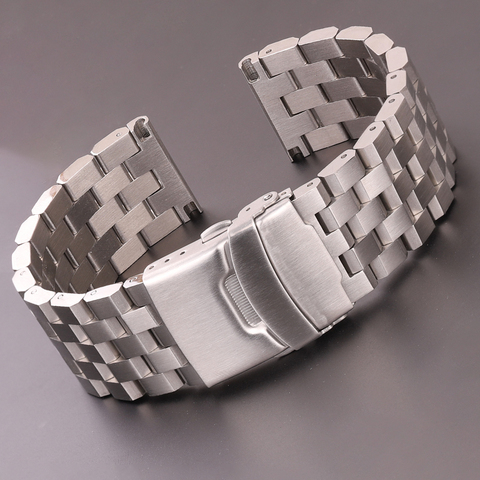 Bracelet de montre en acier inoxydable pour hommes et femmes, 18mm 20mm 22mm 24mm, en métal massif brossé, pour Gear S3, accessoires de montre ► Photo 1/6