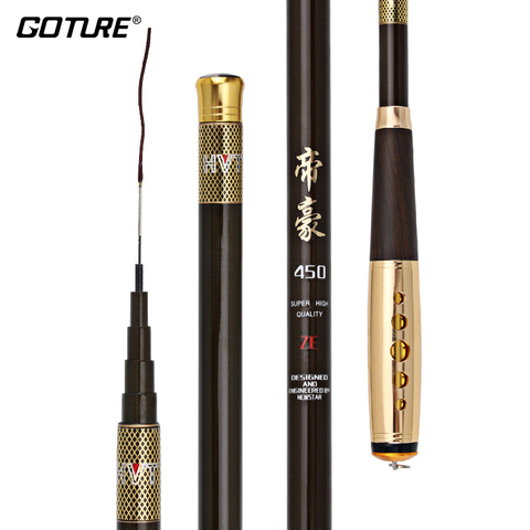 Goture 2 8 puissance Fiber de carbone télescopique canne à pêche Ultra-léger ruisseau main pôle carpe mangeoire pêche pôle Tenkara 3.0-7.2m ► Photo 1/6