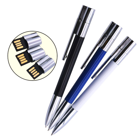 Stylo à bille en métal avec Logo personnalisé, clé USB 2.0, 64 go, 32 go, mémoire Flash USB pour bureau et affaires ► Photo 1/6