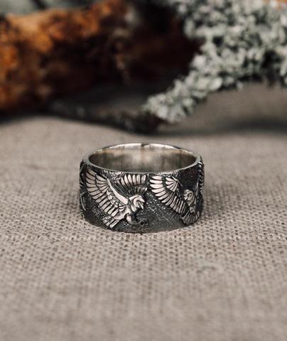 Bague branche d'aigle de Style Punk rétro pour hommes, bijoux Hip Hop, anneau en argent 925, bijoux de fête dominatrice, bagues de mariage pour Couple ► Photo 1/2