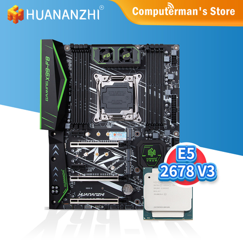 HUANANZHI X99 F8 X99 ensemble de kit de carte mère Intel XEON E5 2678 V3 prend en charge 8 * DDR4 RECC NON-ECC mémoire M.2 NVME USB3.0 ATX ► Photo 1/6