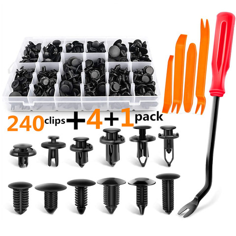 Kit de retenue de pare-chocs, Clips en plastique pour voiture, attaches à pression, 240 pièces, broches de poussée, ensemble de Rivets pour panneau de garde-boue garniture de porte pièces ► Photo 1/6