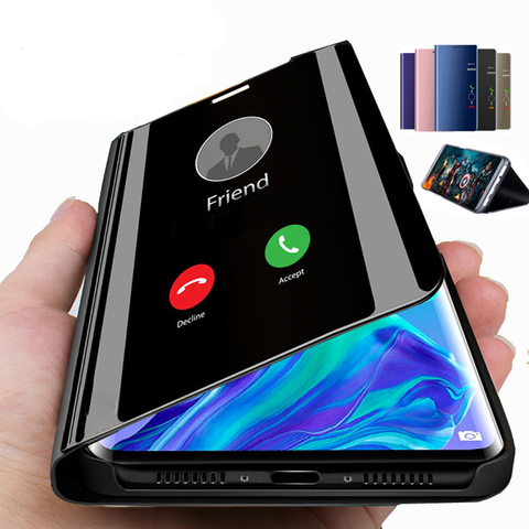 Étui de téléphone à rabat miroir intelligent pour Samsung Galaxy S7 Edge S8 S9 S10 S11 S10E S11E Plus Note 8 9 10 Plus couverture de vue claire Note10 + ► Photo 1/6