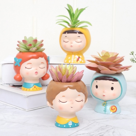 Mignon Succulent plante Pot dessin animé fleur planteur Pot de fleurs créer belle petite princesse maison jardin bonsaï Pots ► Photo 1/6