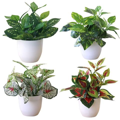 Plantes artificielles bonsaï 1 pièce, petites plantes en Pot, fausses fleurs en Pot pour décoration de jardin de maison, mini plante bonsaï ► Photo 1/6