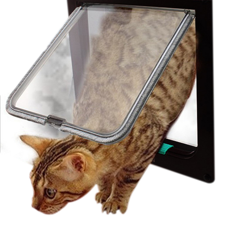 4 voies verrouillable chien chat chaton porte rabat de sécurité porte ABS plastique S/M/L Animal petit Animal chat chien porte porte fournitures pour animaux de compagnie ► Photo 1/6