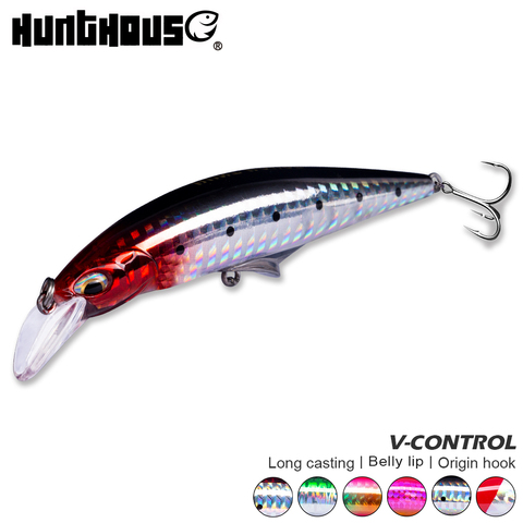 2022 Hunthouse minnow appât artificiel appât de pêche appât dur 90/120mm 28/41g naufrage pêche souhait wobbler brochet 6 couleurs en plein air ► Photo 1/6