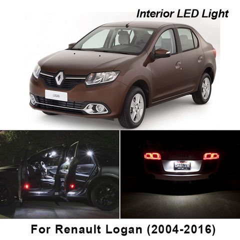 Parfait blanc lampe à LED pour Renault Logan 2004-2016 voiture LED intérieur dôme plaque d'immatriculation carte lumières ampoule Kit ► Photo 1/6