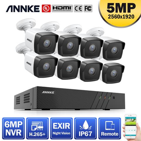 Système de sécurité vidéo réseau ANNKE 8CH FHD 5MP POE H.265 + 6MP NVR avec caméra IP 8X 5MP étanche ► Photo 1/6