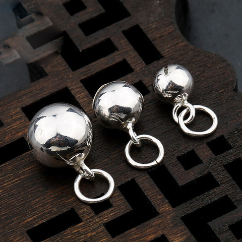 Breloques cloche ronde en argent Sterling 925, petits pendentifs en forme de cloche en argent Sterling 5mm 6mm 8mm, résultats de bijoux DIY pour Bracelets ► Photo 1/3