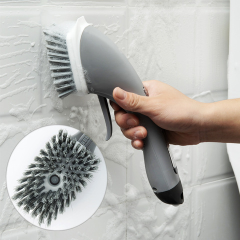 Brosse de nettoyage multifonction, cuisine salle de bains, brosse de lavage de la vaisselle à Long manche, distributeur automatique de liquide, outils de cuisine ► Photo 1/6