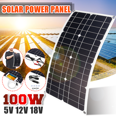 100W panneau solaire USB 5V DC 12V avec contrôleur 10/20/30A cellules solaires flexibles pour voiture Yacht chargeur de batterie étanche ► Photo 1/6