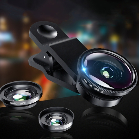 Fish Eye 3 en 1 – objectif Macro grand Angle 0,67x, Clip pour iPhone, Samsung, Huawei, Xiaomi, appareil photo universel pour téléphone portable ► Photo 1/6