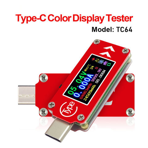 Voltmètre USB TC64 de Type C LCD couleur, ammètre de tension et de courant, multimètre de batterie, Charge PD, testeur USB ► Photo 1/6