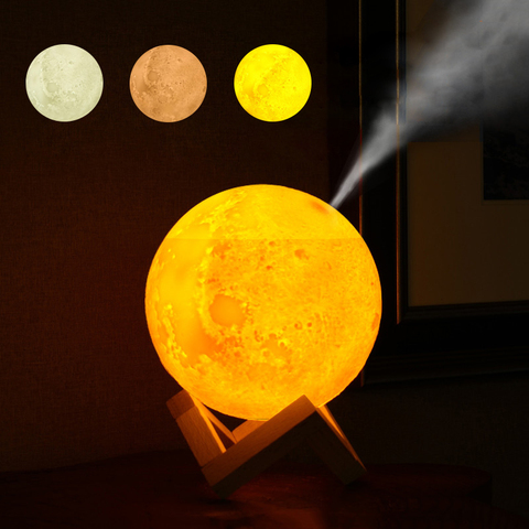 3D lune lumière humidificateur d'air 880ML diffuseur arôme huile essentielle USB ultrasons Humidificador nuit Cool brumisateur fabricant purificateur ► Photo 1/6