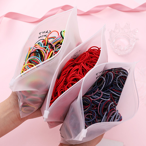 Bandes de cheveux élastiques colorées pour filles, en gomme pour queue de cheval, accessoires de cheveux à la mode, Scrunchie, 100 pièces/ensemble sacs ► Photo 1/6