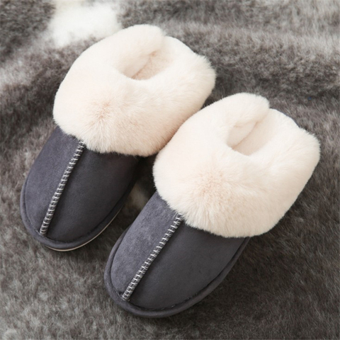 JIANBUDAN peluche chaude maison pantoufles plates troupeau doux confortable hiver pantoufles hommes femmes coton chaussures intérieur en peluche pantoufles ► Photo 1/6