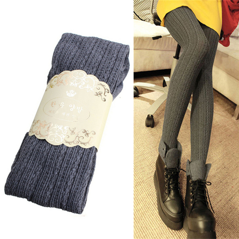 Collant épais en tricot pour femme, collant moulant, très élastique, tendance, chaud, mode hiver ► Photo 1/6