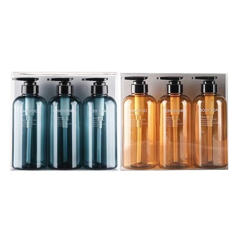 3 pièces 500ml vide bouteille ensemble shampooing douche Gel cheveux conditionneur presse pompe savon distributeur salle de bain bouteille rechargeable ► Photo 1/6