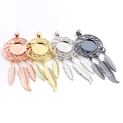 5 pièces 14mm taille intérieure de haute qualité en or rhodié ColorTree feuille plumes ailes Style célébrité Cabochon Base camée pendentif à breloques ► Photo 1/6