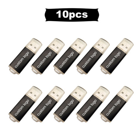 Clé USB 2.0 en bâton de 4, 8, 16, 32, 64 GB, lot de 10 pièces de lecteur flash drive, mémoire externe en métal U, stylo disque OTG, logo gratuit, cadeau de réunion ► Photo 1/6