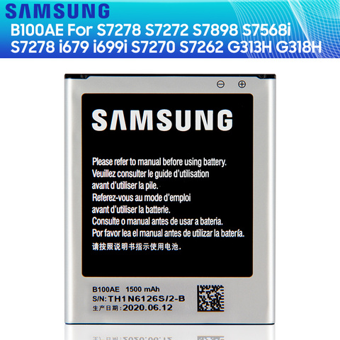 SAMSUNG – batterie d'origine B100AE B100AC, pour SAMSUNG Galaxy Ace 3 Ace 4 S7898 S7278 S7272 S7568i S7278 S7270 S7390 G313H G318H ► Photo 1/6