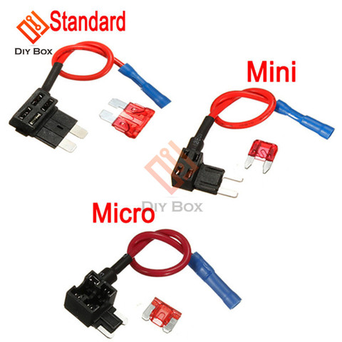 Porte-fusible de voiture avec support, adaptateur de robinet de circuit supplémentaire de 12V, Micro Mini adaptateur de robinet Standard de lame d'atm APM, fusible automatique avec lame de 10A ► Photo 1/1