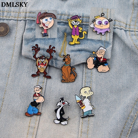 DMLSKY drôle visage dessin animé en métal émail broches broches mignon Badge chapeau épingles bijoux pour vêtements M4057 ► Photo 1/6