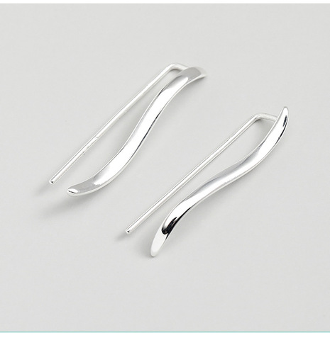 Boucles d'oreilles ondulées en argent Sterling 925, bijoux simples à clipser, cadeaux pour femmes et filles E0010 ► Photo 1/5