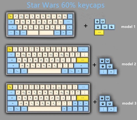 Capuchons de touches de clavier DSA PBT, 60% touches de clavier mécaniques, couleurs Godspeed assorties pour la police de caractères Star Wars en toile, par Sublimation ► Photo 1/4