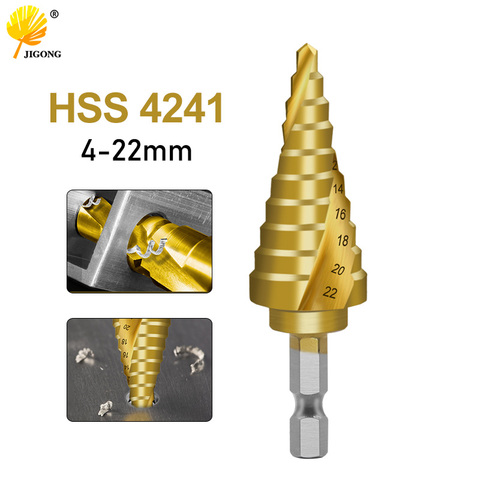 Foret central cannelé en spirale HSS 4-22mm, accessoires de Mini perceuse en carbure, foret cône étagé en titane ► Photo 1/6