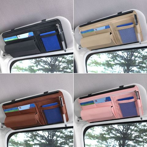 Organisateur de pare-soleil de voiture automatique, étui de poche pour lunettes, carte, stylo à billets, rangement, boîte de rangement, accessoires de voiture ► Photo 1/1