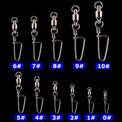 20 ~ 100 Pack pêche roulement à billes émerillons Snap littoral 0-10 # pivote ligne de pêche connecteur acier inoxydable haute vitesse à la traîne ► Photo 1/6