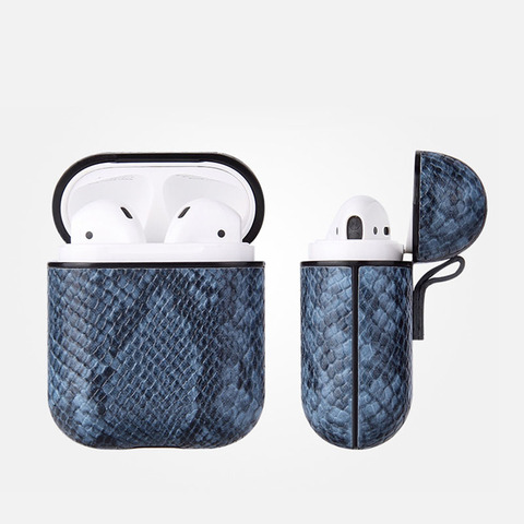 Manches Python personnalisées pour écouteurs sans fil Bluetooth, serpent, étui en cuir PU, étui pour Air Pod 1 ou 2 fonds, boîte de couverture ► Photo 1/6