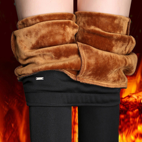 SVOKOR Lady décontracté hiver Leggings velours chaud Leggings taille haute pantalons femmes neige Leggings chauds grande taille S ~ 4XL ► Photo 1/6