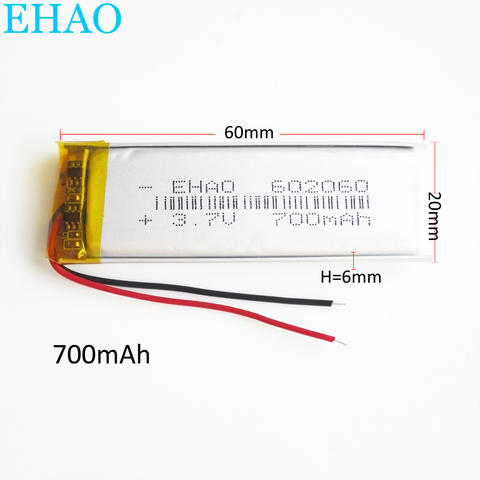 Batterie LiPo Rechargeable, 3.7V, 700mAh, Lithium polymère, pour Mp3, GPS, Bluetooth, e-book, batterie externe, haut-parleur Bluetooth, 602060 ► Photo 1/6