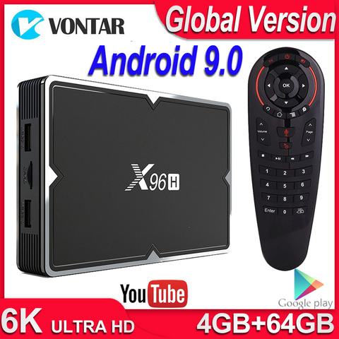 X96H TV BOX Android 9.0 Smart TV BOX Max 4GB RAM 64GB Quad Core double Wifi Youtube Google PlayStore 4K Android TV boîtier décodeur ► Photo 1/6