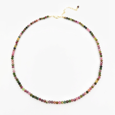 Collier Tourmaline à facettes arc-en-ciel multicolore pierres précieuses pierres naturelles perlées 14K or rempli Collier Femme femmes BOHO Collier ► Photo 1/3