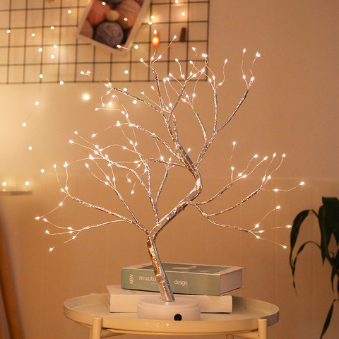 LED lampe de nuit de noël pour la maison chambre décor éclairage intérieur cadeau pour enfants lampes d'arbre alimenté par batterie luminaire veilleuse ► Photo 1/6