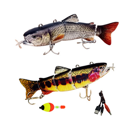 Appât électrique pour la pêche, leurre pour attraper des poissons vivants, chargement USB, Swimbait, Crankbait, 4 sections, 5.12 pouces/5.3 pouces ► Photo 1/6