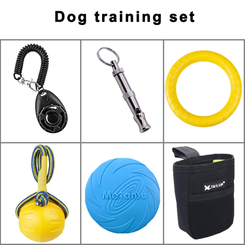 Ensemble d'entraînement pour chien, sifflet, sac à claquettes, corde, boule, anneau, jouets, grands chiots, équipement d'entraînement interactif, accessoires ► Photo 1/6