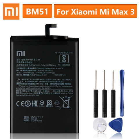 Batterie de remplacement d'origine pour Xiaomi Mi Max3 Max 3 BM51, 5500mAh, authentique ► Photo 1/6